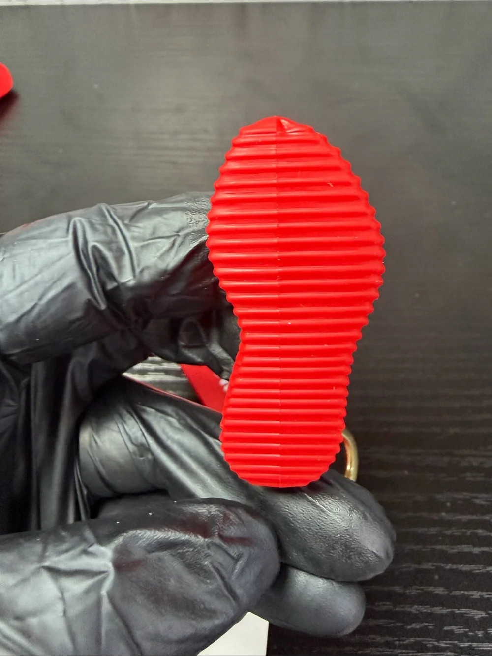 Red 'SPLY-350' Sneaker Keychain with Red Wrist Strap